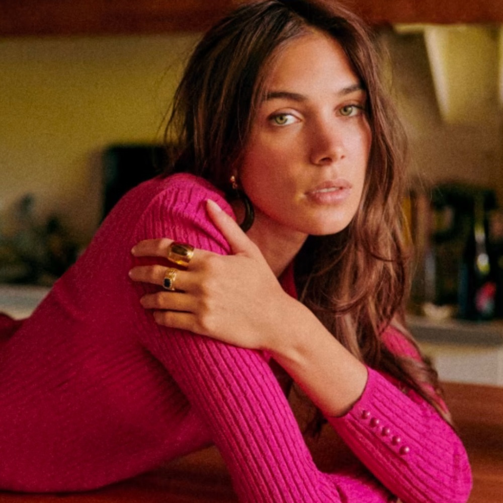 Sézane Dita Sweater Sz Small in Fuchsia